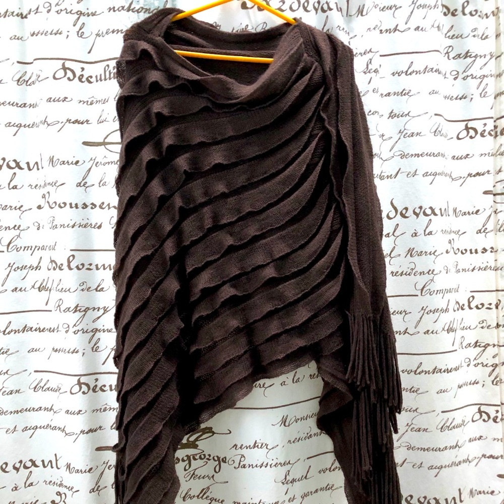 2 Chic Poncho/Shawl Sweater w/fringe